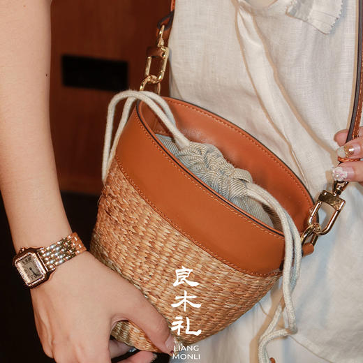 【不退不换】良木礼牛皮编织水桶包（8855-13） 商品图2