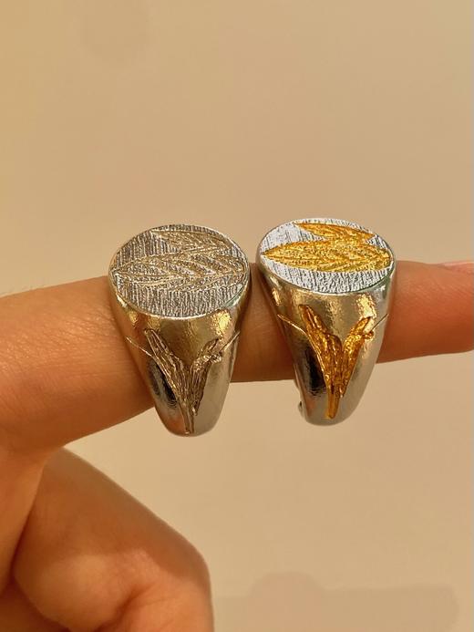 TINOM｜010325 Folium 叶刻戒指 [ 银 / 金银混 ] 商品图0