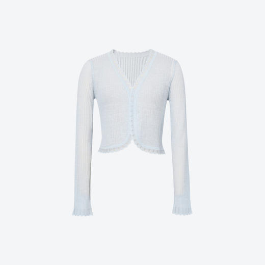 【商场同款】诗凡黎浪漫花边领针织开衫2025夏新款长袖3G5231941 商品图0