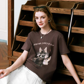 【商场同款】诗凡黎圆领小狗印花T恤2025夏新款短袖上衣3G4300741