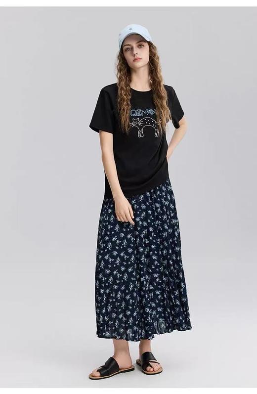 【新品特卖】25064重工刺绣工艺猫咪短袖T恤-喜出 商品图2