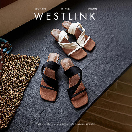 西遇法式凉拖鞋女夏外穿新款超火仙女方头一字带露趾坡跟凉鞋V0056884 商品图0