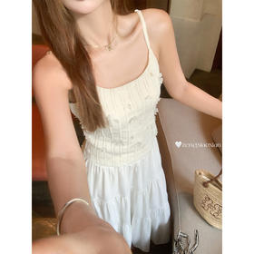 <曾小咸推荐> 韩系吊带背心法式蕾丝无袖上衣