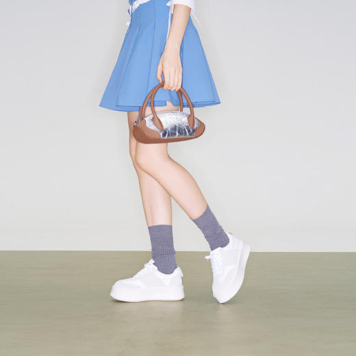 lost in echo2025秋冬新款时尚复古手工布洛克真皮厚底休闲运动鞋 商品图3