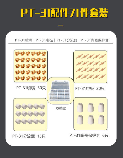 上海沪工PT-31配件电极锆丝【10只装】PT-31电极 进口铪丝【10只装】等离子切割枪配件 商品图2