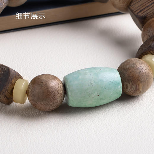 xy0459沉香+蜜蜡绿松石桶珠手串 商品图5