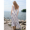 三彩2025秋季新款法式浪漫格纹连衣裙高腰无袖A字大摆长裙复古M 商品缩略图3