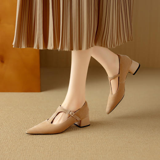 【预售5天】优雅法式复古T字扣带高跟单鞋春夏新款丁字女鞋时尚玛丽珍鞋DB&M6510 商品图0