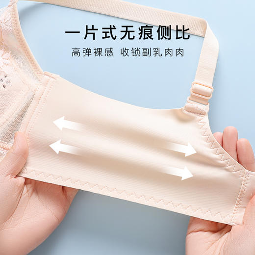 【透气洞洞杯】时尚蕾丝上托聚拢内衣女轻薄有型收副乳无钢圈文胸桃花仙姿 商品图5
