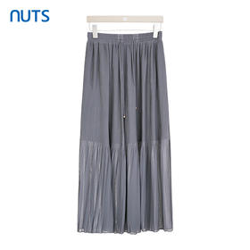 NUTS商场同款夏季高腰松紧宽松百褶垂感中长款半身裙女424061101