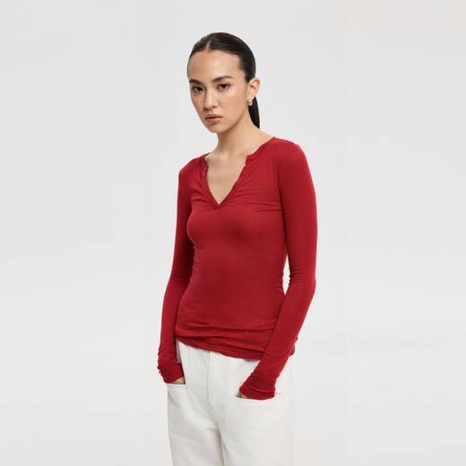 oneup天丝羊毛v领长袖 商品图2