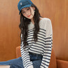 【严选】诗凡黎干爽透气条纹针织罩衫2025秋新款慵懒百搭松弛感小V领长袖7G7330931 商品缩略图2