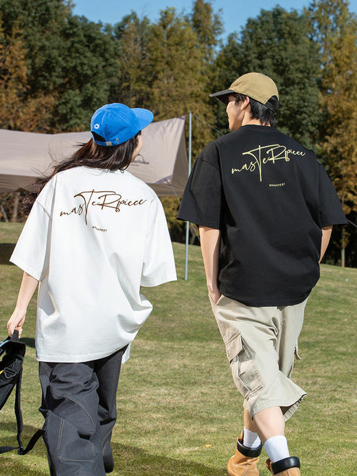 【YW】无忧购复古纯棉短袖T恤男美式字母印花情侣宽松休闲体恤衫MT7181（截单后3-5天发货） 商品图2