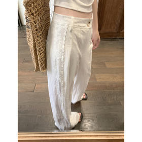 <曾小咸推荐>蕾丝白色高腰休闲阔腿裤女夏季薄款