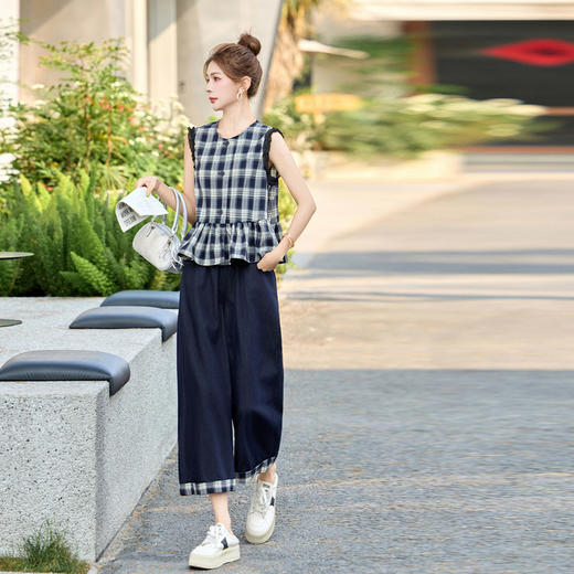 【预售3天】时尚休闲格子套装ASLZ2599 商品图4