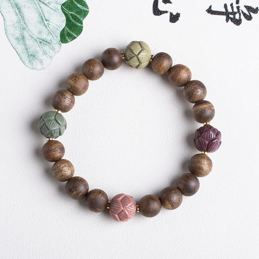 xy0460沉香+阿拉善玛瑙莲花子手串 商品图1