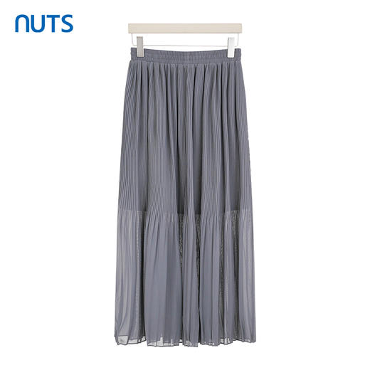 NUTS商场同款夏季高腰松紧宽松百褶垂感中长款半身裙女424061101 商品图1