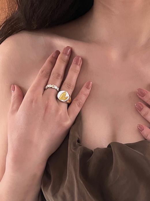 TINOM｜010325 Folium 叶刻戒指 [ 银 / 金银混 ] 商品图3