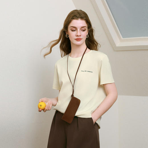 【商场同款】诗凡黎百搭字母T恤2025夏季新款纯棉短袖3G5100511 商品图0