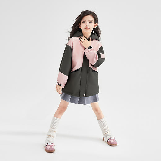 笛莎Deesha 童装女童外套2025秋新款女童甜美撞色冲锋衣外套 商品图2