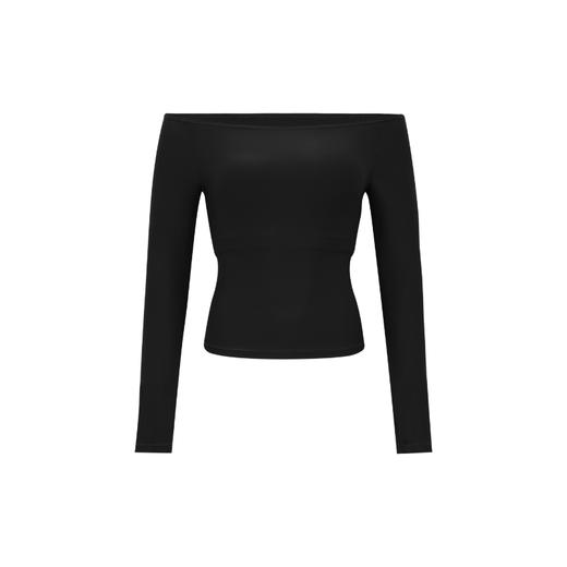 oneup裸感一字领可拆卸胸垫长袖T恤 商品图5