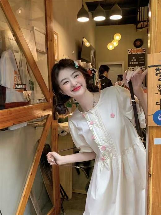 【新品推荐】瑟俪品牌-007B少女泡泡立体花朵100%棉连衣裙-喜出 商品图2