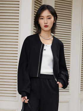 黑色短款棒球服女 春秋季宽松显瘦拉链外套 休闲百搭夹克上衣