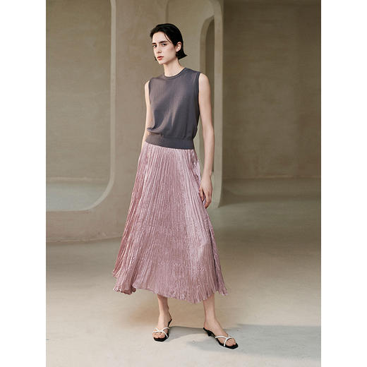 棉仓362617011-初棉流光溢彩手工压褶半身裙 商品图4