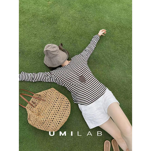 UMILAB｜水墨*静奢亚麻系列100%水洗亚麻松弛感半松紧短裤E250M-1 商品图1