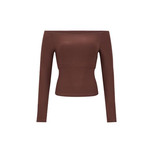 oneup裸感一字领可拆卸胸垫长袖T恤 商品图7