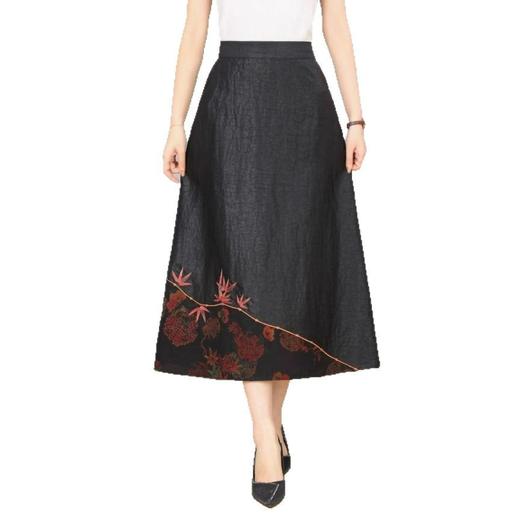 丁摩真丝香云纱龟纹国风复古半裙新中式高腰100%桑蚕丝小黑裙AL 商品图4