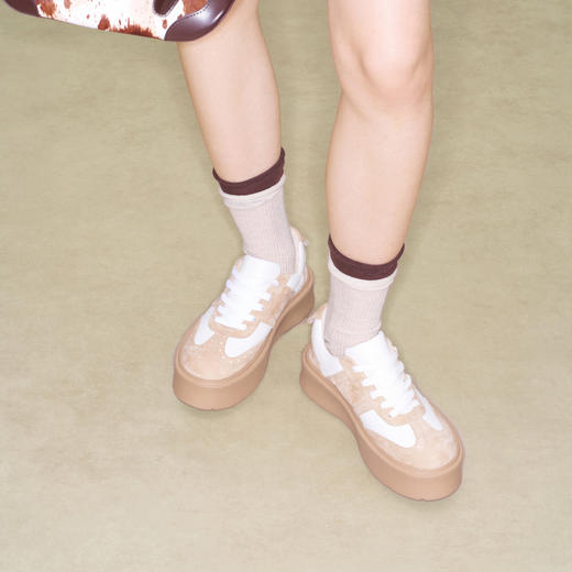 lost in echo2025秋冬新款时尚复古手工布洛克真皮厚底休闲运动鞋 商品图4