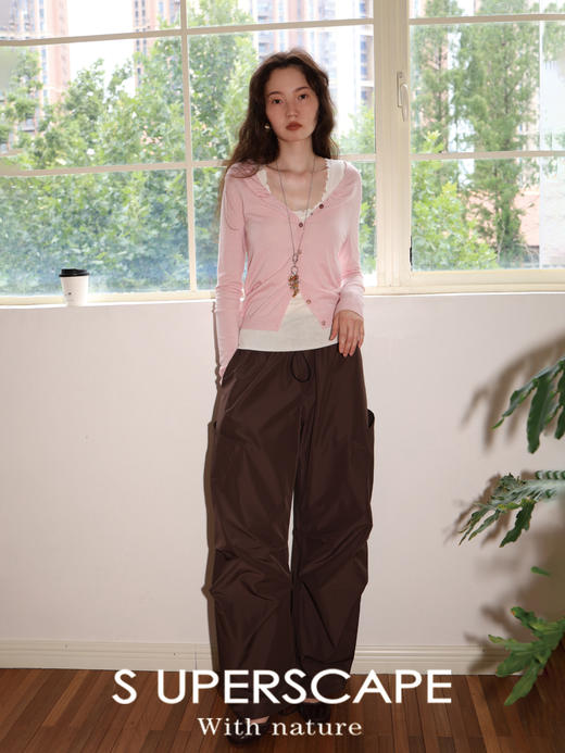 素舶 100澳洲极细美丽诺羊毛四季可穿V领领口抽皱修身针织开衫 商品图2