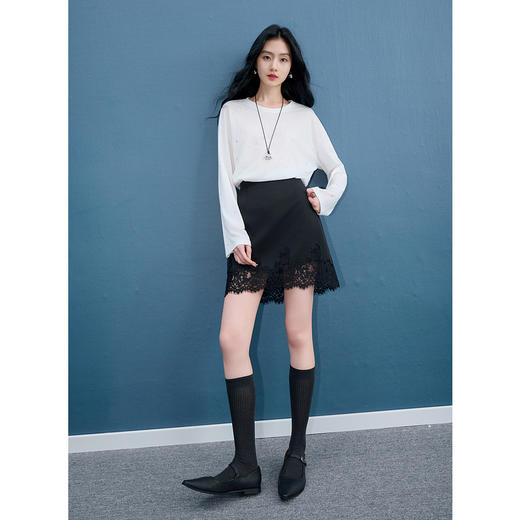 【莱赛尔】三彩2025秋季新款烫钻T恤圆领长袖宽松上衣休闲S 商品图2