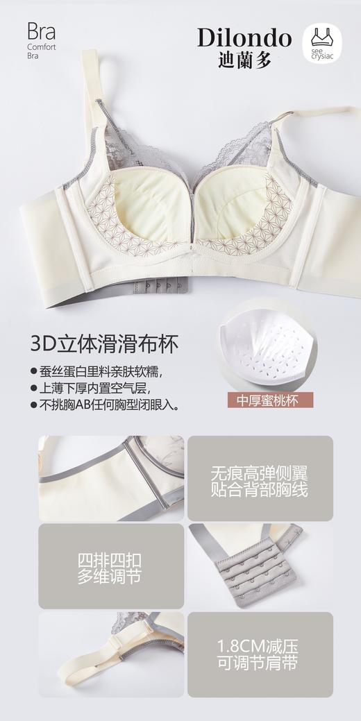 迪兰多蕾丝文胸中厚款舒适透气聚拢显瘦2118459 商品图5