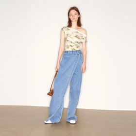 lost in echo2025夏季新款度假时尚纽扣一字肩透气短袖T恤上衣女