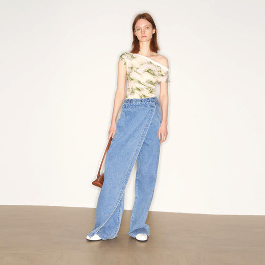 lost in echo2025夏季新款度假时尚纽扣一字肩透气短袖T恤上衣女 商品图0