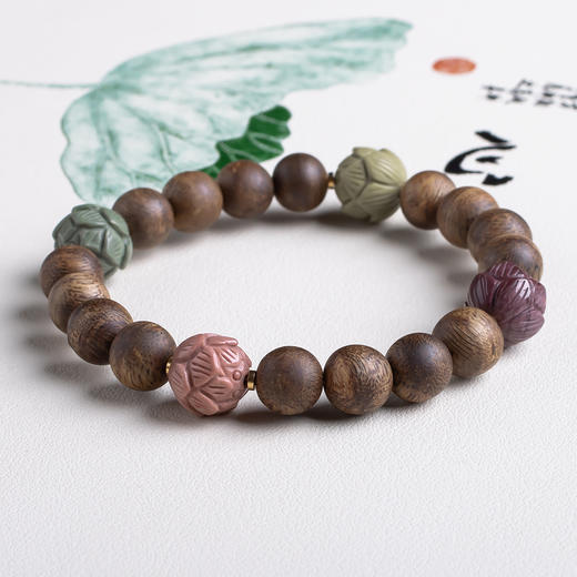 xy0460沉香+阿拉善玛瑙莲花子手串 商品图3