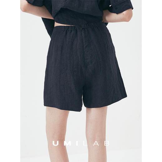 UMILAB｜水墨*静奢亚麻系列100%水洗亚麻松弛感半松紧短裤E250M-1 商品图4