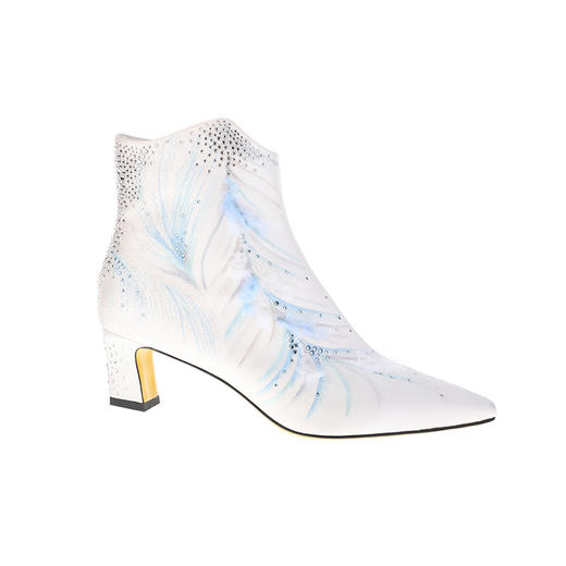 sheme景颇族原创文化女式高跟短靴羽毛图案尖头刺绣水晶优雅可定制 商品图4