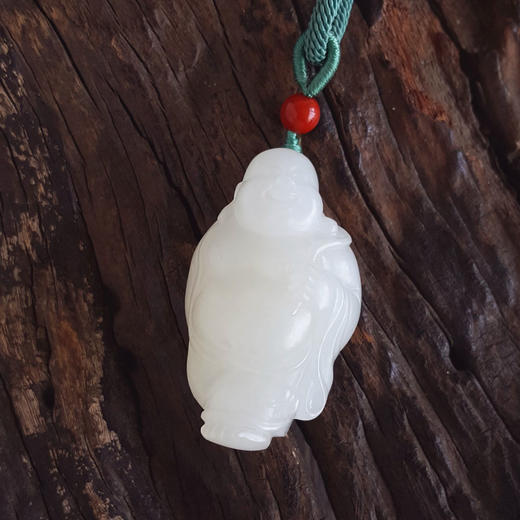 【天然正品】天然青海老料细腻一级白油润度佳和田玉佛公吊坠项链43.9*25.8*17.5MM（皆取最大值）女士现售价：1380特价！090425AH90 商品图4