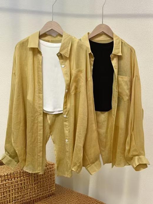【新品推荐】100%苎麻！！8109后开叉夏季衬衫防晒衫-喜出 商品图4