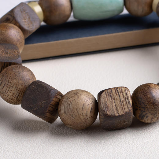 xy0459沉香+蜜蜡绿松石桶珠手串 商品图6