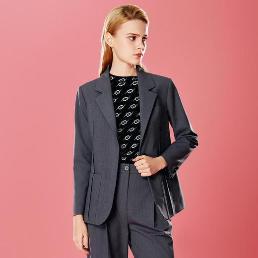 EITIE爱特爱通勤显瘦高级灰干练利落休闲西装外套秋季新款7903606 商品图2
