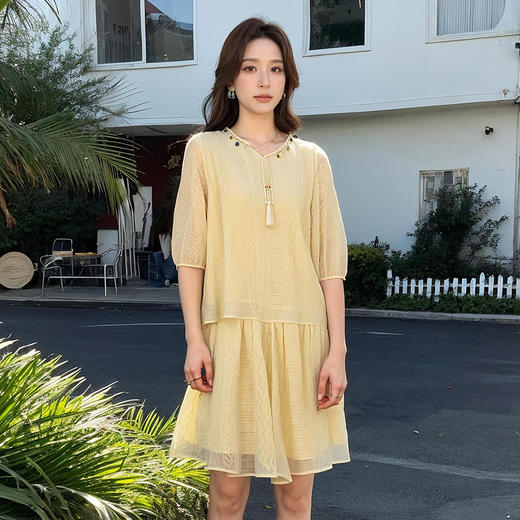 奢姿大码女装2025夏季胖妹妹时尚流苏系带设计波西米亚风两件套9952969868 商品图1