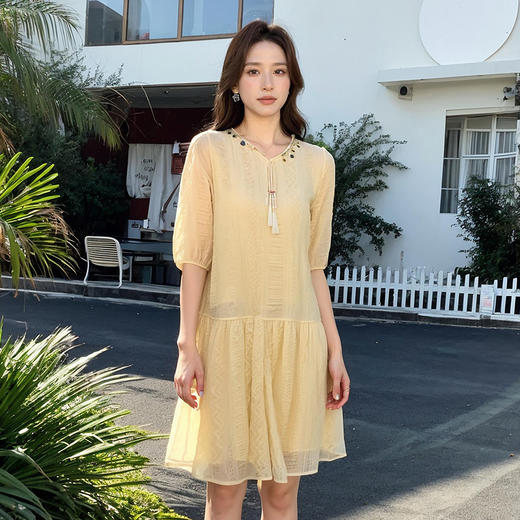 奢姿大码女装2025夏季胖妹妹时尚流苏系带设计波西米亚风两件套9952969868 商品图2