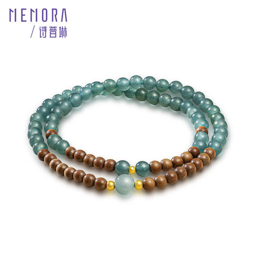 【新品首发】蓝水翡翠手链 中国风黄色18k金金珠老山檀翡翠手串手链女士礼物MEMORA诗普琳MEMORA诗普琳JB002501 商品图7