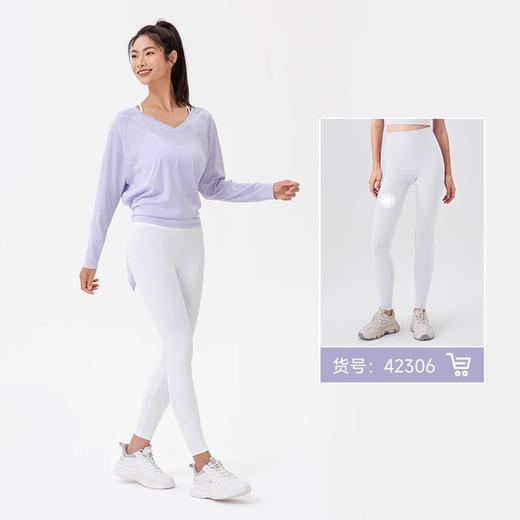 跃牌【欲动春风】系列 宽松瑜伽长袖罩衫女绑带运动跑步上衣外穿纯色镂空健身t恤24329 商品图4