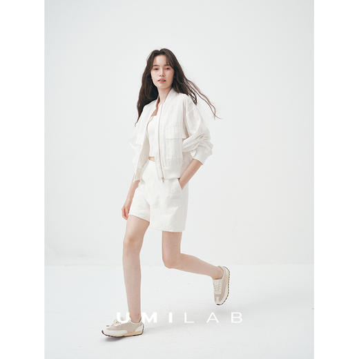 UMILAB｜清露*优雅老钱 BC同源亚麻条纹透气夹克/松紧腰半裙E253W 商品图4