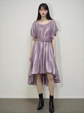 秒杀价~NO退 设计师潮牌1348格子设计感时尚连衣裙-喜出